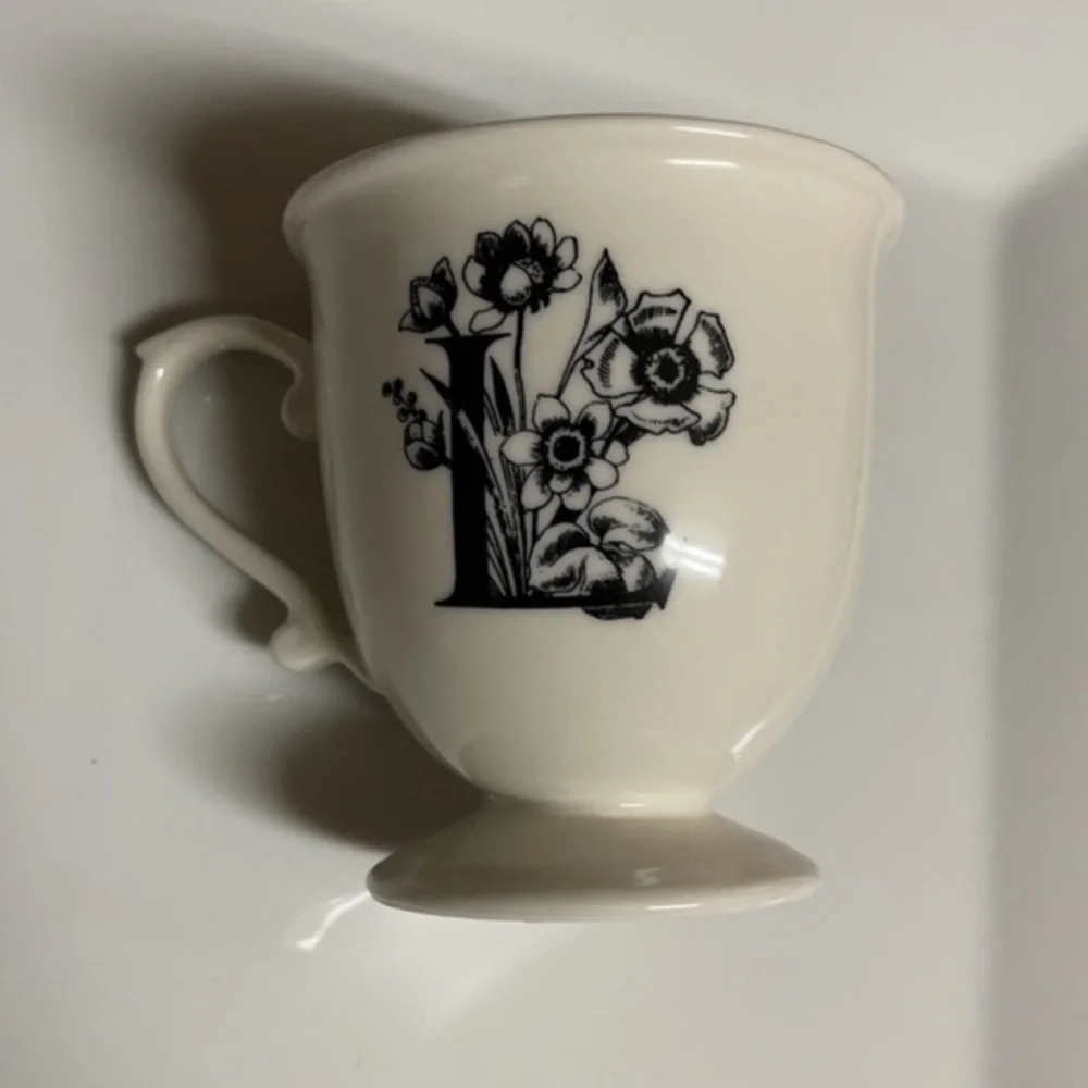 Anthropologie Missus Footed Pedestal Monogram Mug